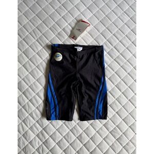 Y2K Speedo PowerFlex Black & Blue‎ Quantum Spliced Jammer Swimsuit Sz 28